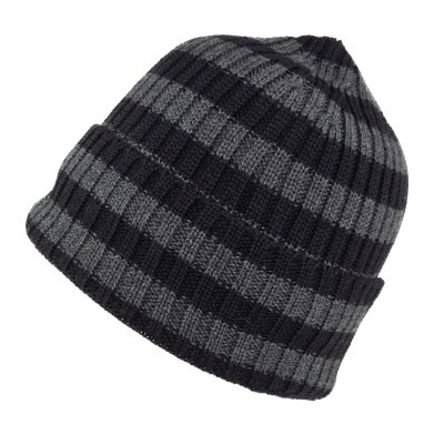 Beanies - Gårda Davos Striped Merino Wool Beanie (grå/sort)