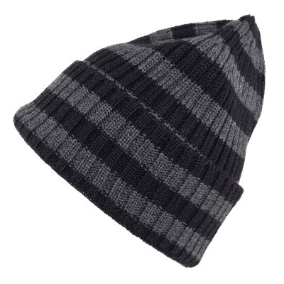 Beanies - Gårda Davos Striped Merino Wool Beanie (grå/sort)