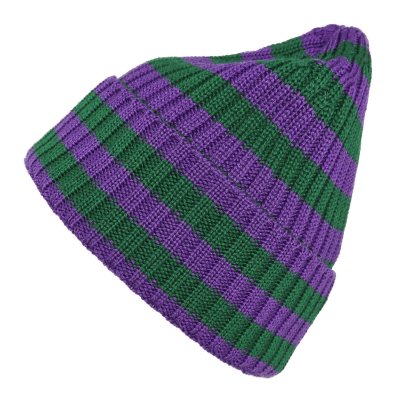 Beanies - Gårda Davos Striped Merino Wool Beanie (grøn/lilla)