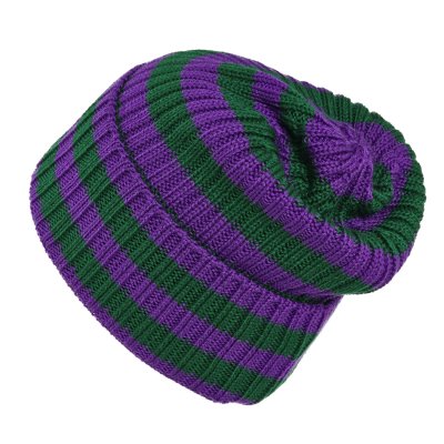 Beanies - Gårda Davos Striped Merino Wool Beanie (grøn/lilla)