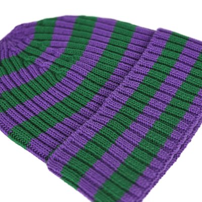 Beanies - Gårda Davos Striped Merino Wool Beanie (grøn/lilla)
