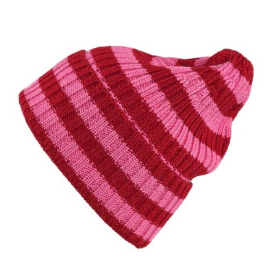 Beanies - Gårda Davos Striped Merino Wool Beanie (rød/pink)