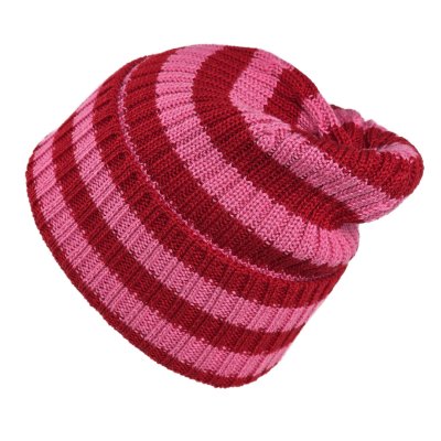 Beanies - Gårda Davos Striped Merino Wool Beanie (rød/pink)