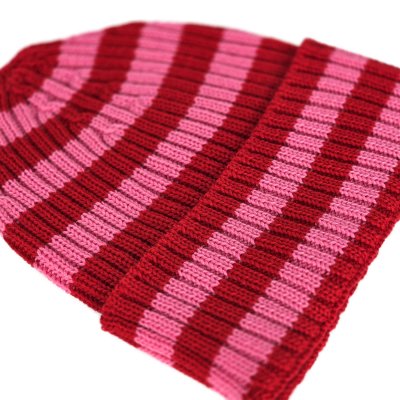 Beanies - Gårda Davos Striped Merino Wool Beanie (rød/pink)