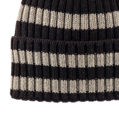 Beanies - Gårda Davos Striped Merino Wool Beanie (brun/beige)