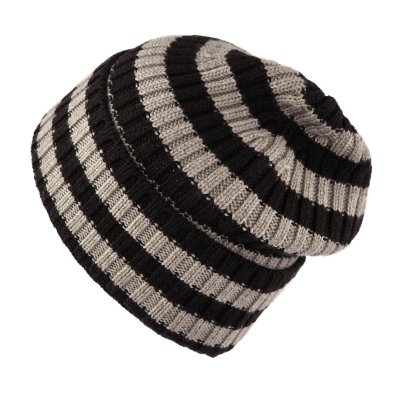 Beanies - Gårda Davos Striped Merino Wool Beanie (brun/beige)