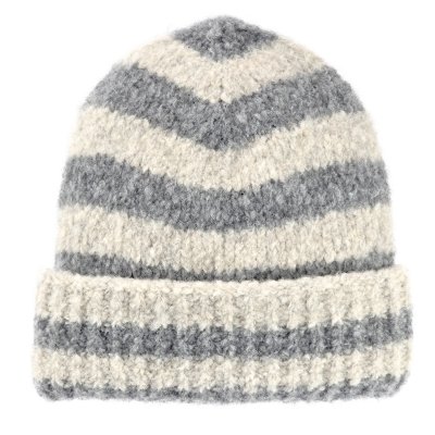 Beanies - Gårda Lech Striped Wool Mix Beanie (beige/grå)