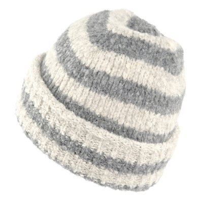 Beanies - Gårda Lech Striped Wool Mix Beanie (beige/grå)