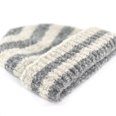 Beanies - Gårda Lech Striped Wool Mix Beanie (beige/grå)