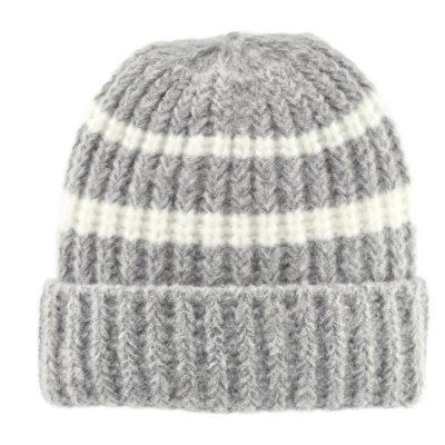 Beanies - Gårda Les Deux Alpes Striped Merino Mix Beanie (grå/hvid)