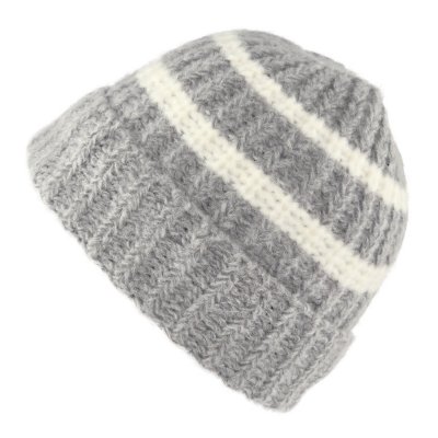 Beanies - Gårda Les Deux Alpes Striped Merino Mix Beanie (grå/hvid)