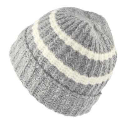 Beanies - Gårda Les Deux Alpes Striped Merino Mix Beanie (grå/hvid)