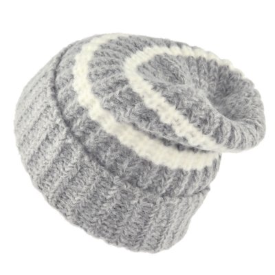 Beanies - Gårda Les Deux Alpes Striped Merino Mix Beanie (grå/hvid)