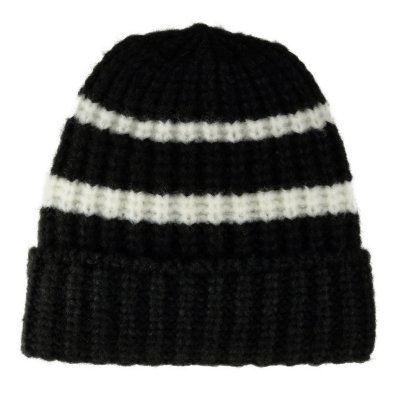 Beanies - Gårda Les Deux Alpes Striped Merino Mix Beanie (sort/hvid)