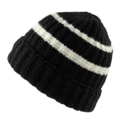 Beanies - Gårda Les Deux Alpes Striped Merino Mix Beanie (sort/hvid)