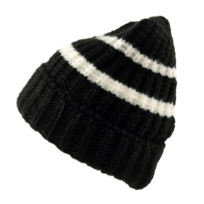 Beanies - Gårda Les Deux Alpes Striped Merino Mix Beanie (sort/hvid)