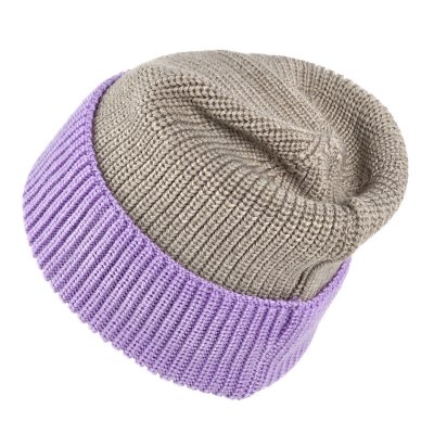 Merino Wool Beanies - Gårda St. Moritz Merino Wool Beanie (lilla/beige)