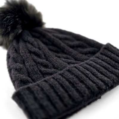 Beanies - Gårda Saas-Fee Cable Knit Wool Mix Beanie (sort)