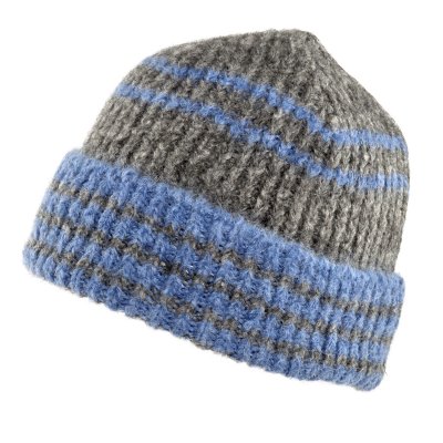 Beanies - Gårda Verbier Striped Wool Mix Beanie (grå/blå)
