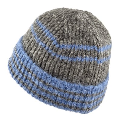 Beanies - Gårda Verbier Striped Wool Mix Beanie (grå/blå)
