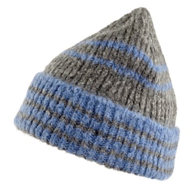 Beanies - Gårda Verbier Striped Wool Mix Beanie (grå/blå)