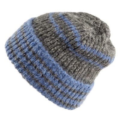 Beanies - Gårda Verbier Striped Wool Mix Beanie (grå/blå)