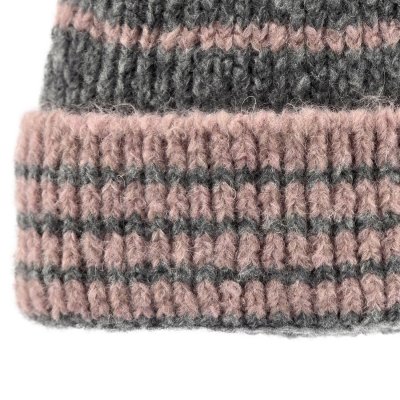 Beanies - Gårda Verbier Striped Wool Mix Beanie (grå/pink)