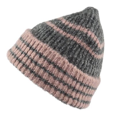 Beanies - Gårda Verbier Striped Wool Mix Beanie (grå/pink)