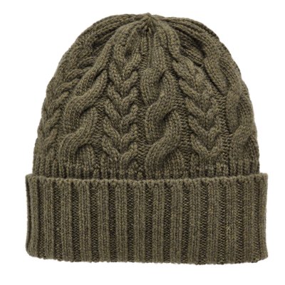 Beanies - Gårda Villars Cable Knit Wool Mix Beanie (mosgrøn)