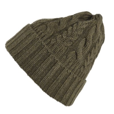 Beanies - Gårda Villars Cable Knit Wool Mix Beanie (mosgrøn)