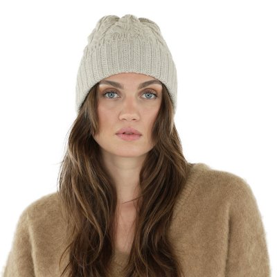 Beanies - Gårda Villars Cable Knit Wool Mix Beanie (beige)