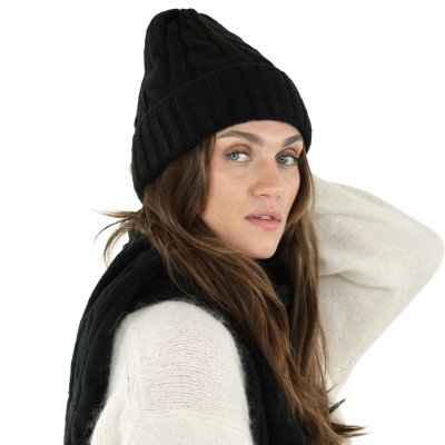 Beanies - Gårda Bad Gastein Cable Knit Wool Mix Beanie (sort)