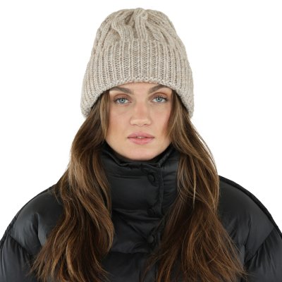 Beanies - Gårda Bormio Cable Knit Wool Mix Beanie (beige)