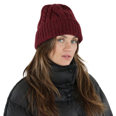 Beanies - Gårda Bormio Cable Knit Wool Mix Beanie (bordeaux)