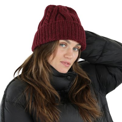 Beanies - Gårda Bormio Cable Knit Wool Mix Beanie (bordeaux)
