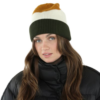 Beanies - Gårda Courchevel Merino Wool Beanie (grøn/råhvid/sennep)
