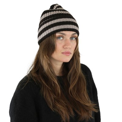 Beanies - Gårda Davos Striped Merino Wool Beanie (brun/beige)