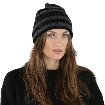Beanies - Gårda Davos Striped Merino Wool Beanie (grå/sort)