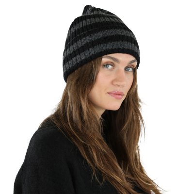 Beanies - Gårda Davos Striped Merino Wool Beanie (grå/sort)