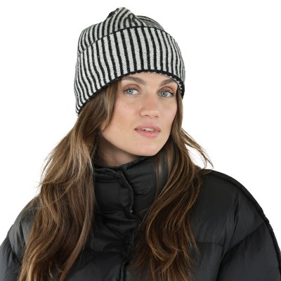 Beanies - Gårda Megève Striped Cashmere Mix Beanie (sort/hvid)