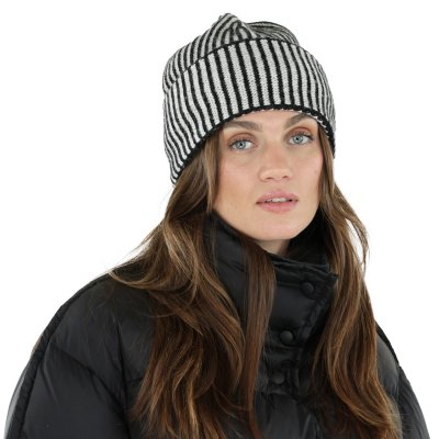 Beanies - Gårda Megève Striped Cashmere Mix Beanie (sort/hvid)