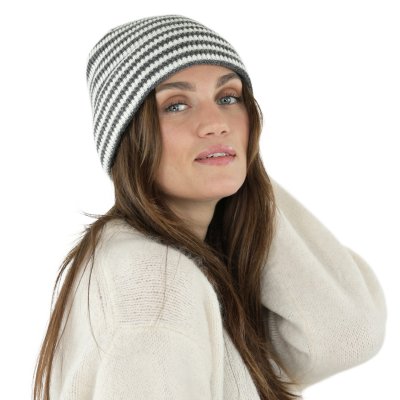 Beanies - Gårda Saint-Gervais Striped Wool Mix Beanie (mørkegrå/hvid)