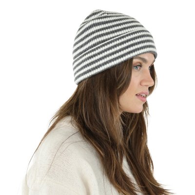 Beanies - Gårda Saint-Gervais Striped Wool Mix Beanie (mørkegrå/hvid)