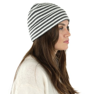 Beanies - Gårda Saint-Gervais Striped Wool Mix Beanie (mørkegrå/hvid)