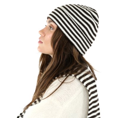 Beanies - Gårda Saint-Gervais Striped Wool Mix Beanie (brun/hvid)