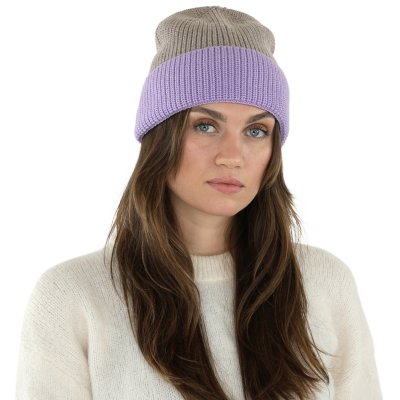 Merino Wool Beanies - Gårda St. Moritz Merino Wool Beanie (lilla/beige)