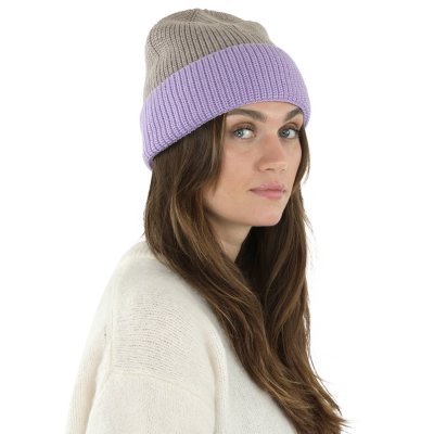 Merino Wool Beanies - Gårda St. Moritz Merino Wool Beanie (lilla/beige)