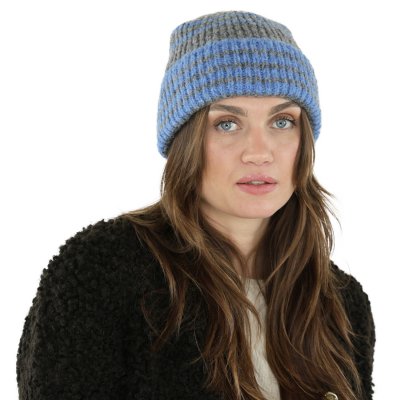Beanies - Gårda Verbier Striped Wool Mix Beanie (grå/blå)