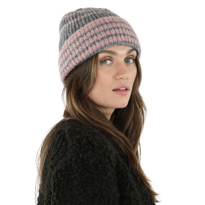 Beanies - Gårda Verbier Striped Wool Mix Beanie (grå/pink)
