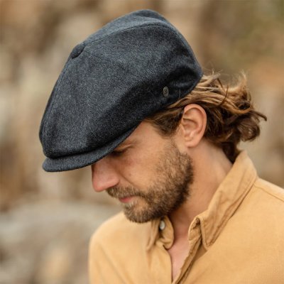Sixpence / Flat cap - Jaxon Pure Wool Harlem Newsboy Cap (mørkegrå)